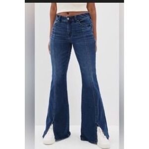 American Eagle Festival Flare Jeans Women Sz 4 Dark Wash Next Level Stretch Boho